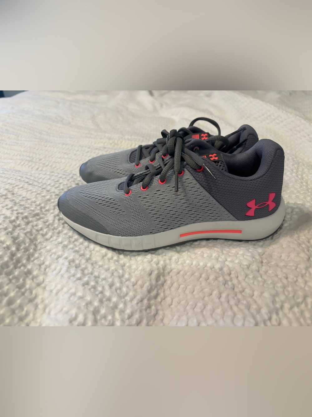 Under Armour Girls Pink & Gray Athletic Sneakers
